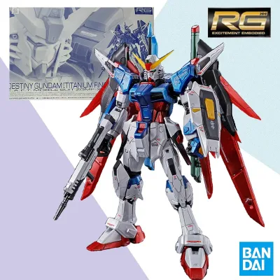 BANDAI RG 1/144 Destiny Gundam Titanium Fing Anime Kết hợp hành động Mô hình búp bê Original Box Toy Kids Gift Salesman