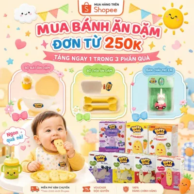 Bánh ăn dặm hiệu Happy Bites 42g - 50g các vị