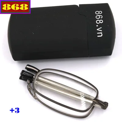 Mắt kính lão gọng xếp màu xám 3 độ, từ 1 độ đến 4 độ, mắt kính viễn, mắt kính rút, mắt kính gấp