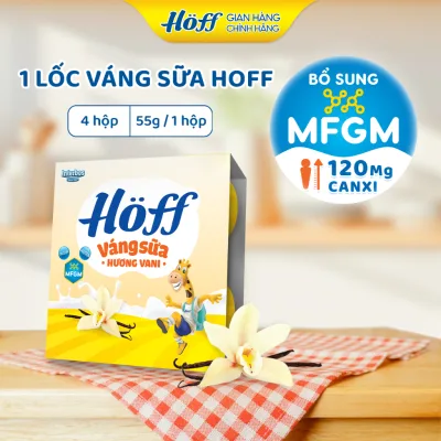 Váng Sữa HOFF cho bé ăn dặm trẻ em từ 6 tháng tuổi hương Vani, hạt dẻ, Óc chó, A2 -1 Lốc (4 hộpx55g)