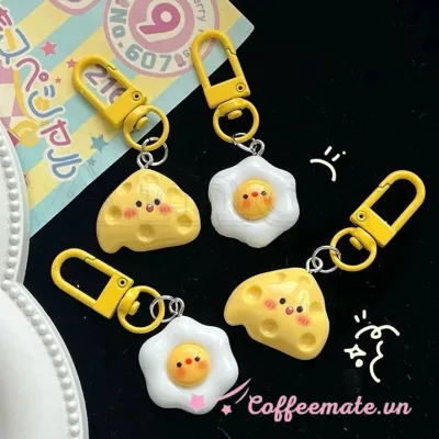⚡CM⚡dễ thương trứng luộc mặt dây chuyền phô mai móc khóa vui nhộn kawaii phim hoạt hình mô phỏng thực phẩm móc chìa khóa đồ chơi trẻ em quà tặng khuyến mãi mới