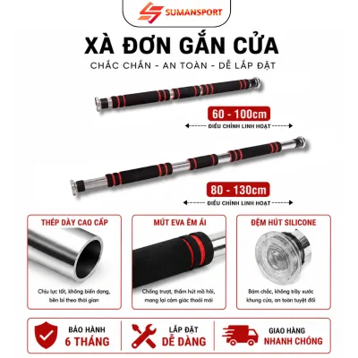 Thanh tập xà đơn treo tường gắn cửa tại nhà 2026 chống xoay bằng thép chịu lực không dỉ tập gym hỗ trợ tay vai đau lưng