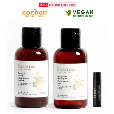 Combo Gel rửa mặt bí đao Cocoon 140ml + Toner bí đao Cocoon 140ml + Son dưỡng dầu dừa Bến Tre Cocoon 5g