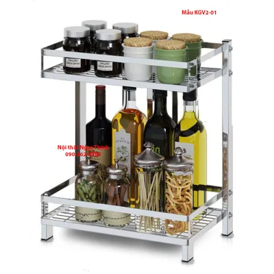 2-Tier 304 Stainless Steel Spice Rack 100% Standard Product Kitchen Spice Rack Placed Standing on the Table