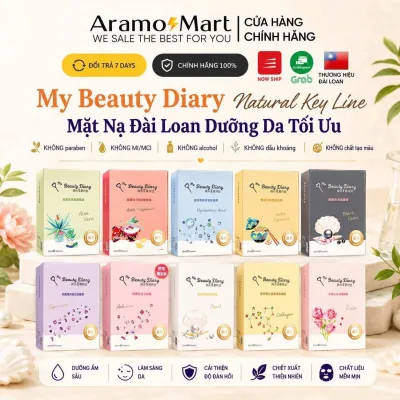 Box of 8 Pieces of My Beauty Diary Taiwanese Paper Masks for Comprehensive Skin Care, Moisturizing, Brightening and Elasticity of Skin