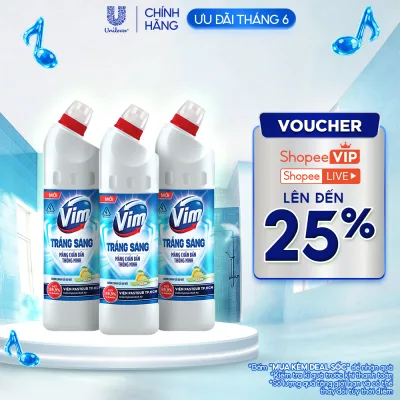 Combo 3 Nước Tẩy Bồn Cầu và Nhà Vệ Sinh Vim Trắng Sáng | Sạch Thơm Dịu Mát Với Hương Chanh Sả và Hương Lavender (870ml)