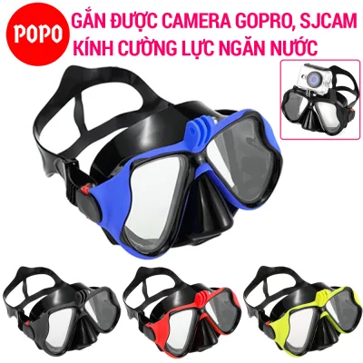 Gopro Scuba Diving Mask, Tempered Glass Lenses, with Gopro Sjcam Attachment - Popo Collection