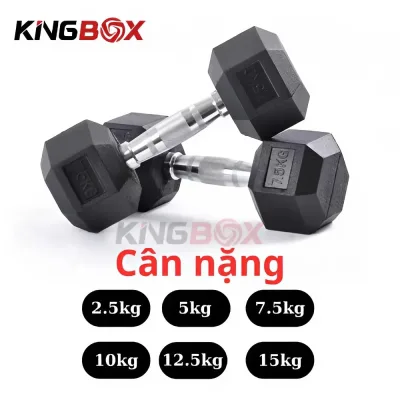 Tạ tay Lục Giác KingBox, Tạ tập thể dục, Tạ tập gym tại nhà, Chất liệu gang bọc cao su 2.5kg-12.5kg