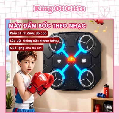 Máy Boxing theo nhạc gắn tường tiện dụng thế hệ mới có Bluetooth cho bé tập thể thao King Of Gift
