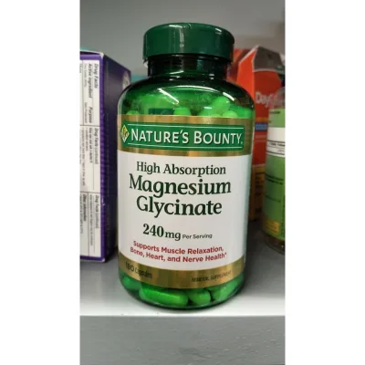 Magnesium Glycinate 240mg. Đây là một loại thực phẩm chức năng cung cấp Magiê ở dạng glycinate hữu cơ, nhập khẩu Mỹ