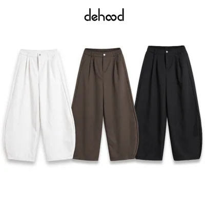 Quần Kaki ống rộng cong Dehood form rộng chất kaki mềm mịn không nhăn cạp khoá chun