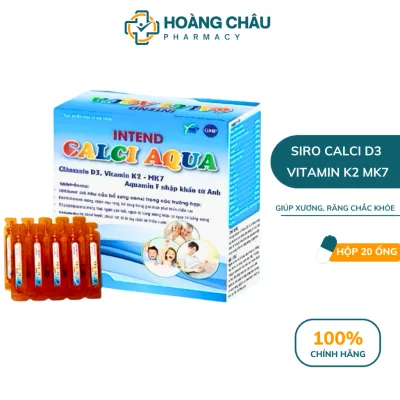 Siro Calci Aqua Intend – Bổ Sung Canxi Vitamin D3 K2 MK7, Giúp Bé Phát Triển Chiều Cao, Hộp 20 Ống
