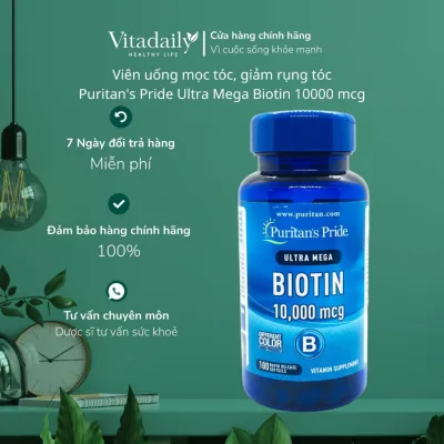 Viên uống mọc tóc, giảm rụng tóc Puritan's Pride Ultra Mega Biotin 10000 mcg 50 viên-100 viên