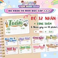 Bộ 32 Nhãn Vở Môn Học Thiết Kế Tặng Kèm Bộ Sticker Chương Trình Kết Nối Tri Thức Và Cuộc Sống Cấp 1,2,3 - Nhãn Tập, SGK