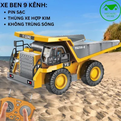 Xe Ben Điều Khiển Từ Xa 9 Kênh, Nhiều Chức Năng, phát âm thanh, thùng hợp kim sử dụng PIN sạc