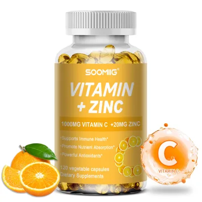 Soomiig Vitamin C 1000Mg + Zinc 20Mg Dietary Supplement to Enhance Immunity and Energy, Biologically Active, Non-Gmo