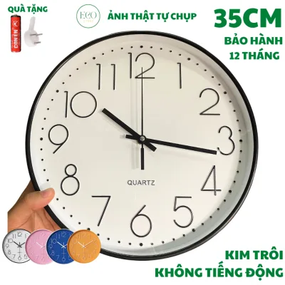 SIZE 35CM - Đồng Hồ Treo Tường Kim Trôi Trang Trí Số Nổi 3D mẫu A1 - Đồng Hồ Treo Tường Eco Store VN