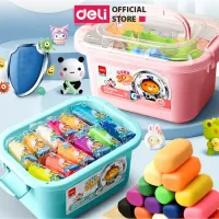 Đất nặn 12/24 màu Deli Chất Liệu An Toàn Cho Bé Khuôn Kèm Hộp Nhựa Quai Xách Không Mùi Phù Hợp Cho Các