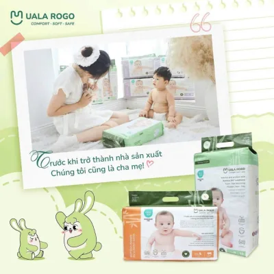 Tã bỉm Ualarogo sợi tre mềm mại siêu thấm hút chống tràn đủ size NB/S/M/L/XL/XXL/3XL