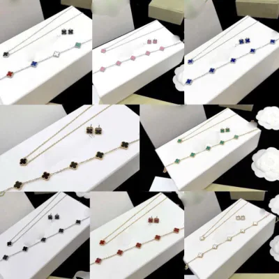 Bộ Trang Sức Nữ VAN Mini 3 Món Cao Cấp, Khuyên Tai, Lắc Tay, Vòng Vổ Cỏ 4 Lá Nhiều Màu [Có Tách Lẻ]