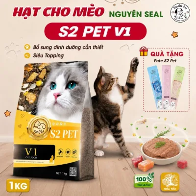 S2Pet V1 PLus 1Kg Hạt Cho Chó Mèo Tặng 20 Pate Thanh Mix Vị - Thức Ăn Thú Cưng Dinh Dưỡng Cân Bằng, Ăn Ngon Khỏe Mạnh