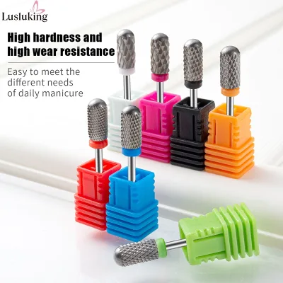 Lusluking Vonfram cacbua Acrylic Mũi khoan móng tay Flat Top Xi lanh Efile Tập tin điện Đầu máy để đánh bóng móng tay Nghệ thuật loại bỏ Gel