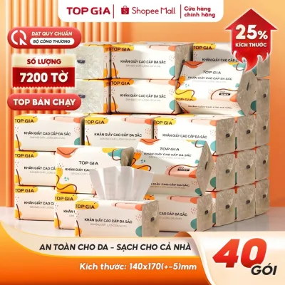 [GIÁ RẺ MÔI NGÀY - KHĂN GIẤY LỚN] Giấy ăn đa sắc Topgia 240 tờ 4 lớp dập vân 4D mềm mịn, thấm hút