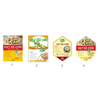 9 Tem Dán hạt dẻ cười, Nhãn Dán Các Loại Hạt - Bánh Kẹo - Ăn Vặt - Mứt Tết