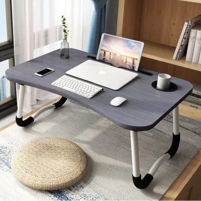 Bàn gấp gọn học làm việc decor thông minh có khe cắm điện thoại có khay bút khay cốc và cài ipad