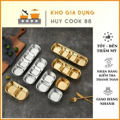 Khay đựng nước chấm inox kiểu Hàn Quốc Huycook88 Sạch sẽ - Bền Bỉ - Sang Trọng 1/2/3/4 ngăn