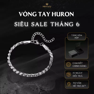 Vòng tay titan không gỉ HURON thiết kế mắt xích đơn, basic kèm hộp cao cấp MERCURYquà tặng bạn trai, bạn gái