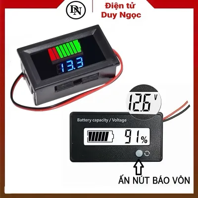Đồng hồ đo dung lượng pin lithium 12-72V cho xe điện, vôn kế báo pin cho ác quy, xe hơi