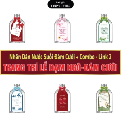 Combo (Nhãn dán + Chai Bầu 330ml + nơ) trang Trí lễ dạm ngõ, cưới, ăn hỏi