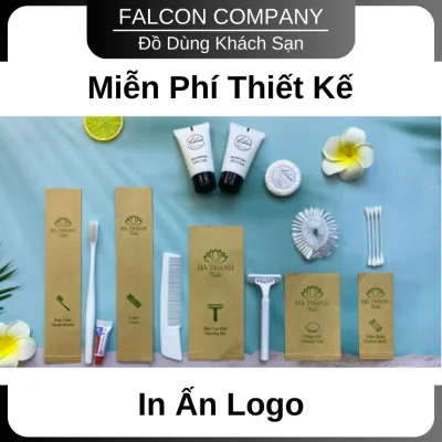 Bộ tiêu hao, Bộ amenities phòng tắm trắng sứ đóng túi giấy kraft thân thiện môi trường cao cấp