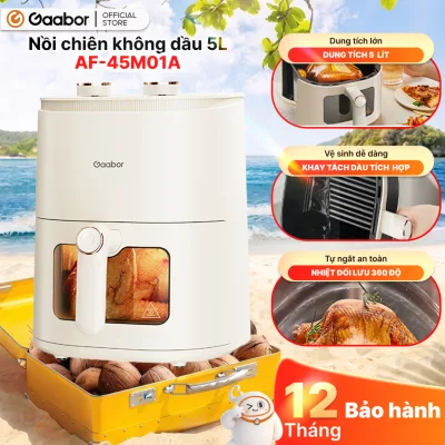 Nồi chiên không dầu 5L Gaabor AF-45M01A nút cơ thế hệ mới cửa kính trong suốt núm đôi tuần hoàn khí