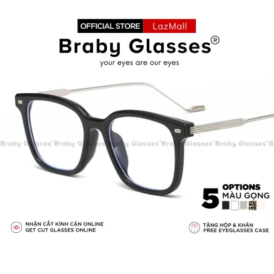 Gọng kính cận kim loại nam nữ Braby Glasses mắt vuông thời trang cá tính mới lạ MK20