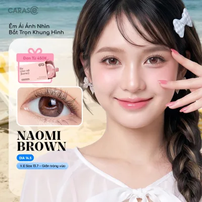 Kính áp tròng khoá ẩm 1 Ngày Màu Nâu Mật Ong CARASE, Lens cận NAOMI BROWN