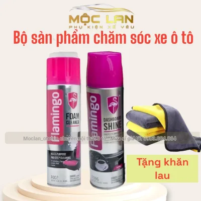 Combo Bộ Sản Phẩm Flamingo [Tặng Khăn Lau]Chăm Sóc Xe Vệ Sinh Đánh Bóng Ghế Da Nội Thất Xe Hơi Đồ Nội Thất Gỗ