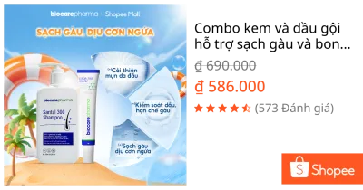 Combo kem và dầu gội hỗ trợ sạch gàu và bong tróc | Biocarepharma.
