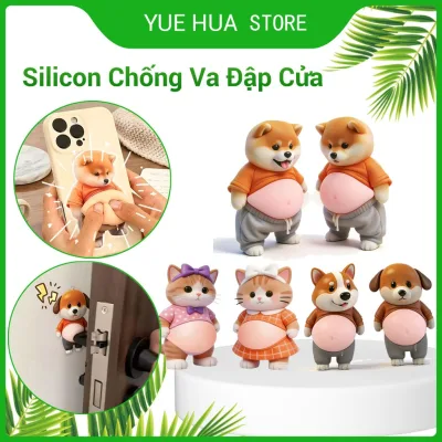 Miếng Dán 3D Shiba Inu Squishy Giảm Stress - Chặn Cửa Chống Va Đập Tường, Tủ Lạnh & Trang Trí Điện Thoại, Máy Tính