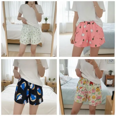 Quần đùi nữ mặc nhà thun lạnh họa tiết, lưng thun co giản, thoáng mát