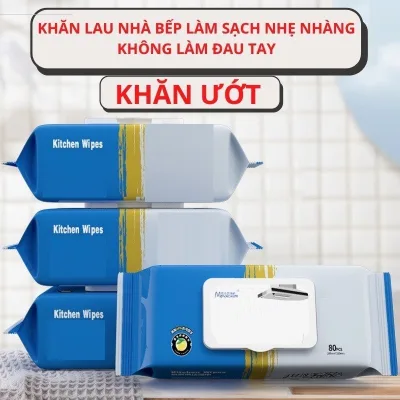 Khăn Ướt Lau bếp Đa Năng 1 Gói 80 Miếng - Siêu Nhẹ, Sạch Sâu, Tiết Kiệm