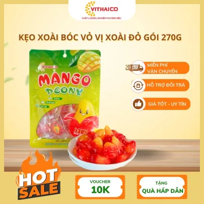 Kẹo dẻo cốt trái cây bóc vỏ xoài đỏ VITHAICO mềm mịn, dẻo thơm ngon vị xoài trang trí bánh bánh sinh nhật 270g
