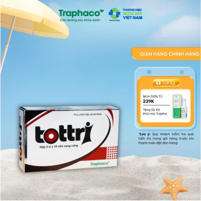 TPBVSK Tottri - Co Búi Trĩ, Hỗ Trợ Giảm Các Triệu Chứng Trĩ Nội, Trĩ Ngoại, Táo Bón Hộp 3 Vỉ x10 Viên [Che tên]