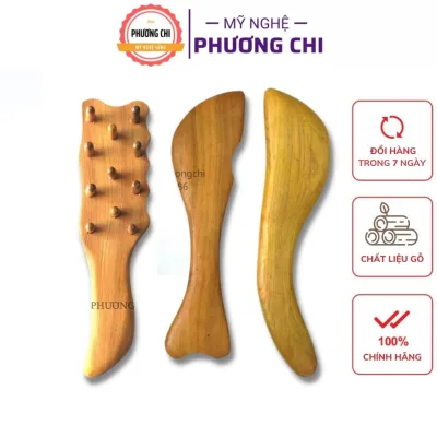 Dụng cụ ấn huyệt cạo gió, Mát xa toàn thân kiểu Thái bằng gỗ thơm - My Nghe Phuong Chi