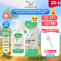 Combo 2 Nước Rửa Bình Sữa, Rau Củ Và Đồ Dùng Em Bé Thuần Chay BZU BZU Từ Thực Vật Chai 500ml & Túi 400ml