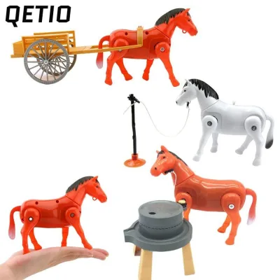 QETIO Đồ chơi vòng ngựa, Mô hình ngựa điện vui nhộn bằng nhựa, Đồ chơi cảm giác Mini giảm lo âu hữu ích Xe kéo ngựa sáng tạo Dụng cụ học tập sớm cho trẻ em