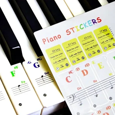 Miếng Dán Bàn Phím Đàn Piano Cho 88 / 76 / 61 / 54 / 49 / 37 Phím Có Thể Tháo Rời Đề Can Âm Nhạc Ghi Chú Đàn Piano Điện Tử Quang Phổ Miếng Dán Biểu Tượng