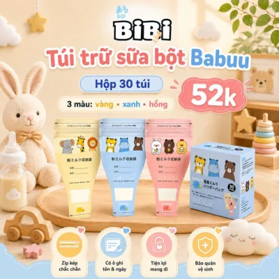 Túi đựng sữa bột Babuu Baby cho bé du lịch tiện dụng cho mẹ (Hộp 30 túi) BiBi