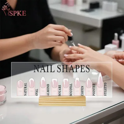 SPKE Acrylic Hình Móng Tay Bảng Hiển Thị Với Đế Gỗ Mannequin Đầu Ngón Tay Và Hình Móng Tay Hướng Dẫn Tĩnh Tác Phẩm Nghệ Thuật Ký Cho Salon Quầy Trang Trí VN